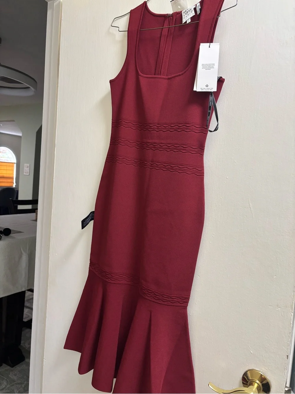Herve Leger Sleeveless Wine Midi Dress - Picture 2 of 14